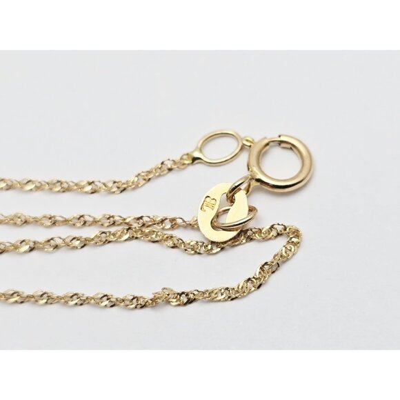 Unique 14K Solid Yellow Gold Designer Singapore Twist Chain Necklace - 20.50" L - Picture 13 of 15